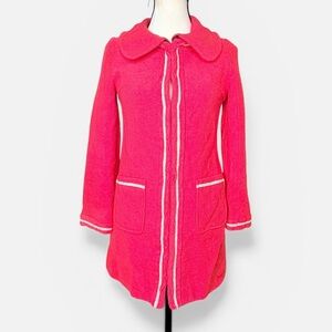 Vintage pink metallic ivory trim pea coat